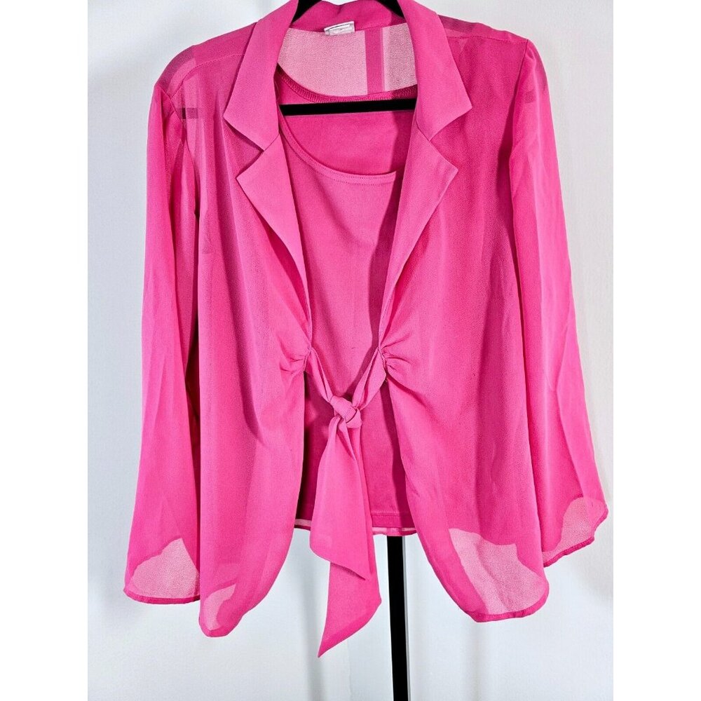Giorgio Fiorlini Semi Sheer Two Piece Tie Front Coverup with shell-Pink-18/20